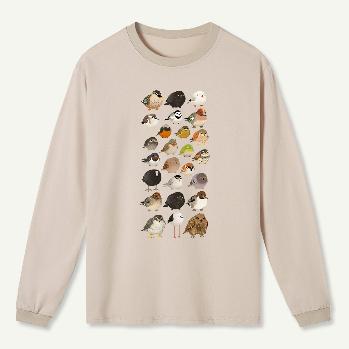 Bird Species Illustration Long Sleeve T-Shirt