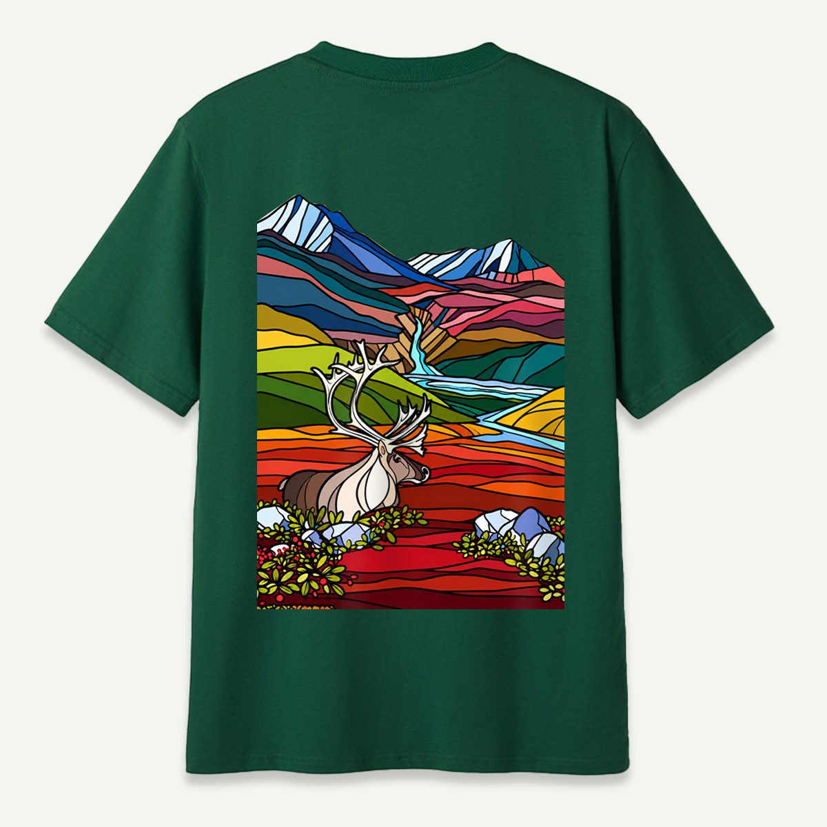 Caribou Tundra Mountain Valley Wilderness Landscape T-Shirt
