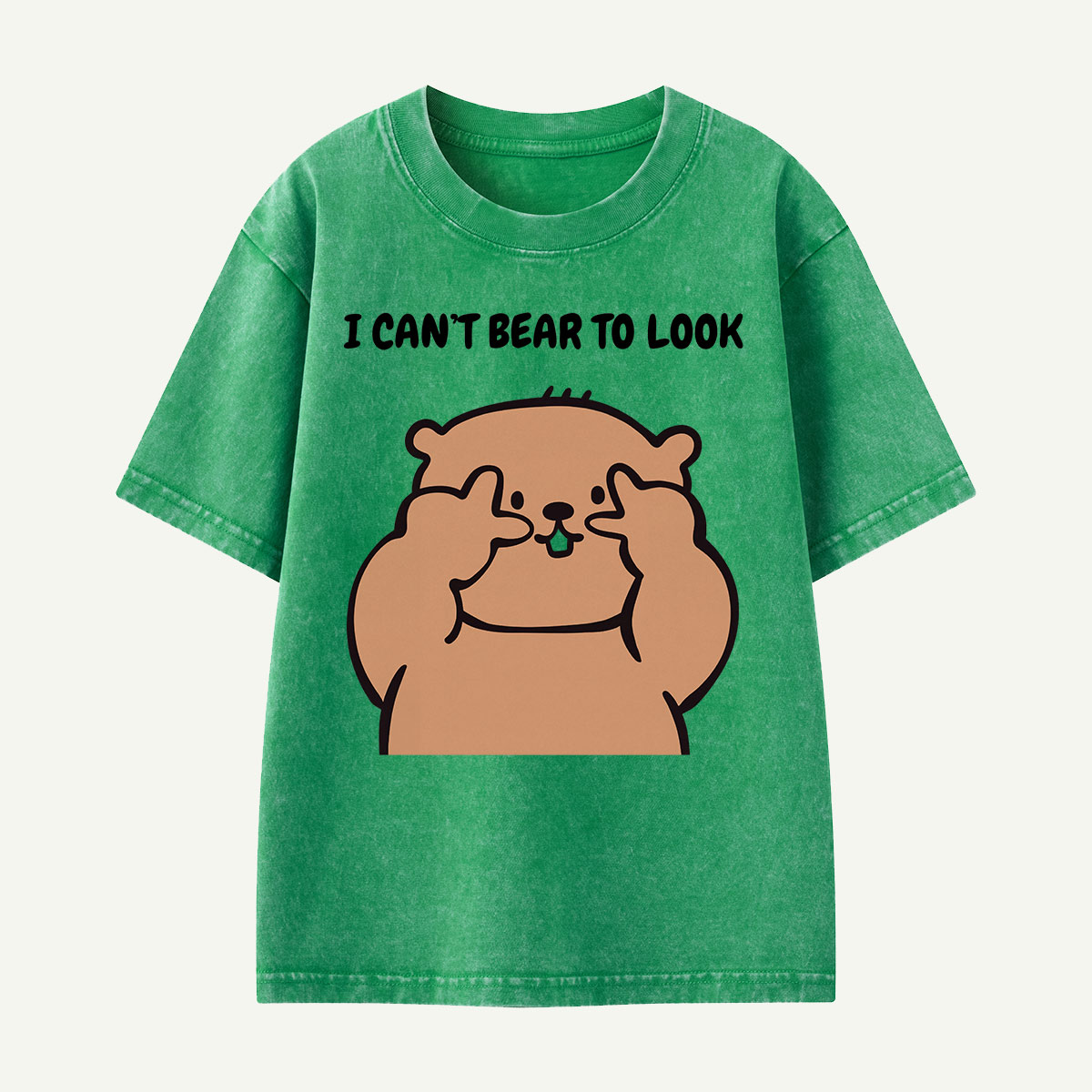 I Can’t Bear to Look Funny Bear Kids Washed T-Shirt