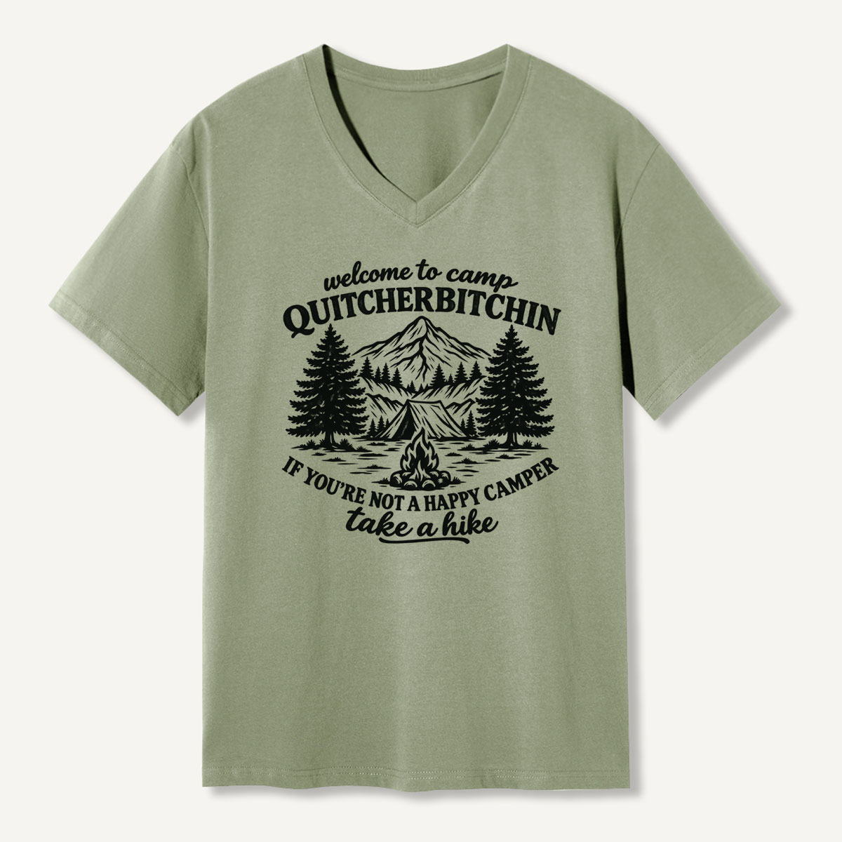 Welcome To Camp Quitcherbitchin Camping Adventure V-neck T-Shirt