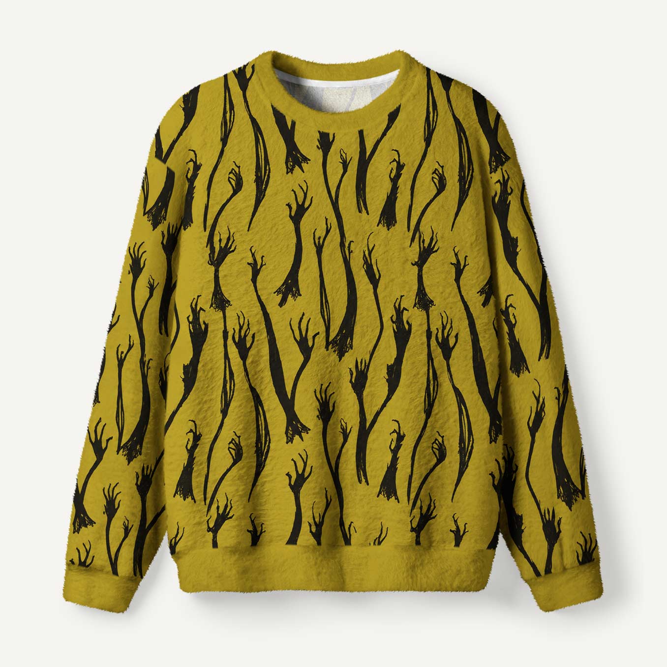 Creepy Forest Tree Hands Dark Gothic Silhouettes Ugly Fuzzy Fleece Sweatshirt