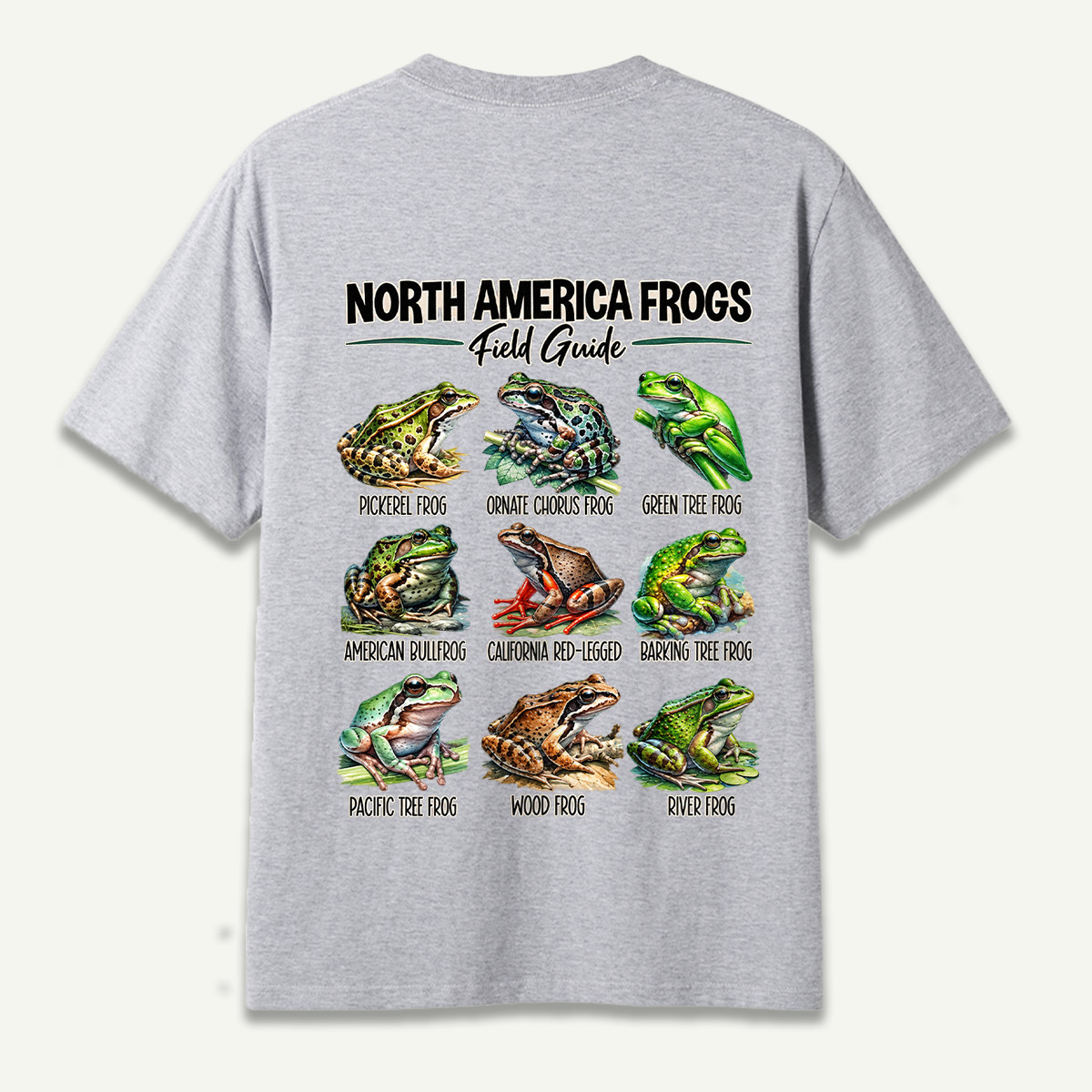 North America Frogs Field Guide Illustration T-Shirt