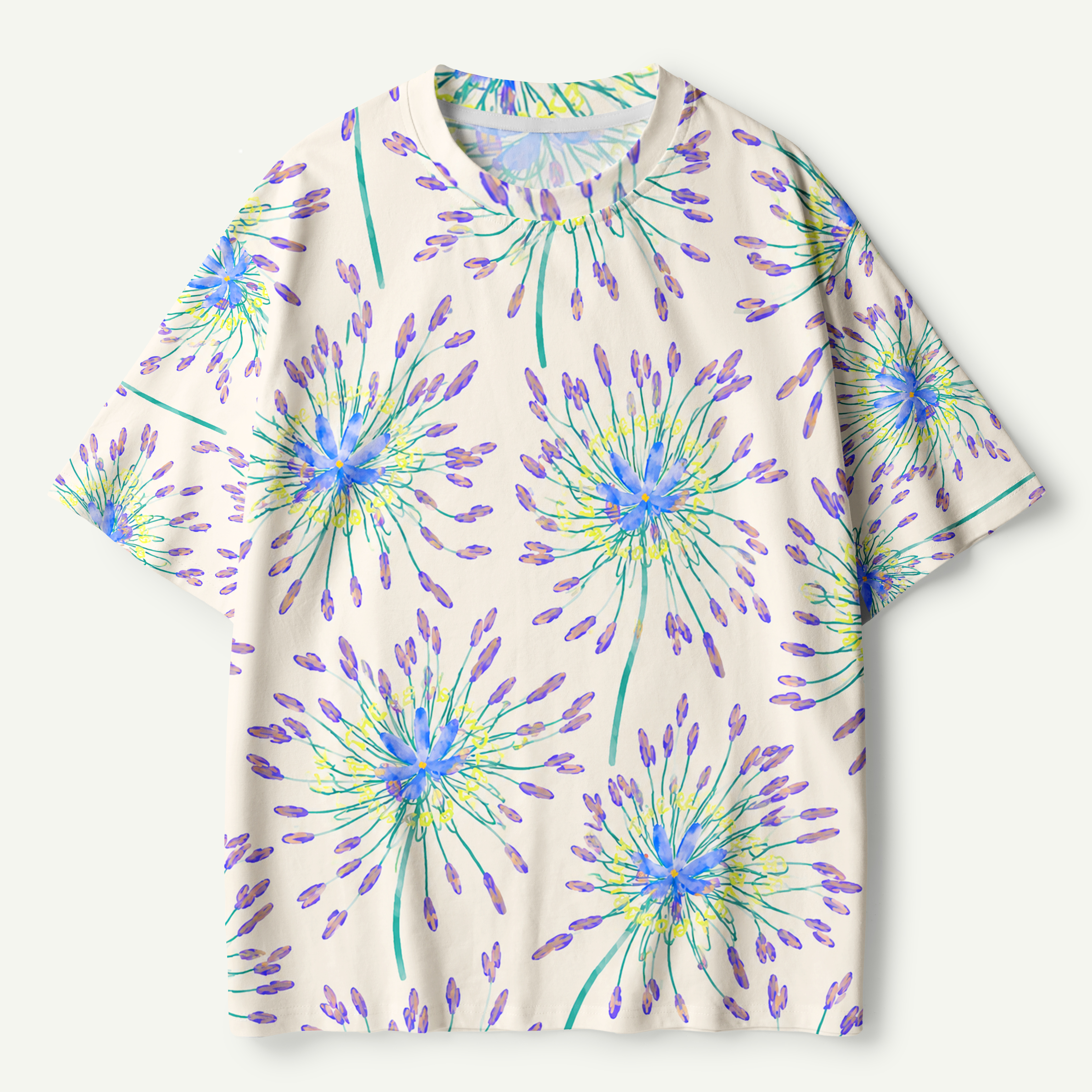 Lavender Burst Floral Pattern Premium Pure Cotton Tee