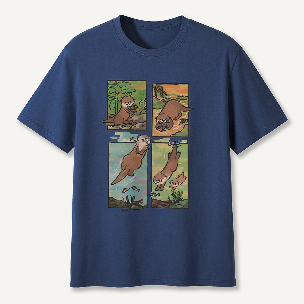 Otter Adventures Four Panel Comic T-Shirt