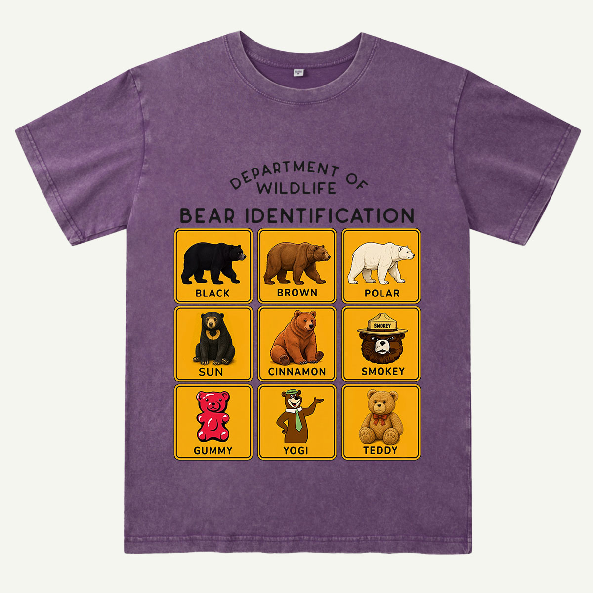 Department of Wildlife Bear Identification Washed T-Shirt