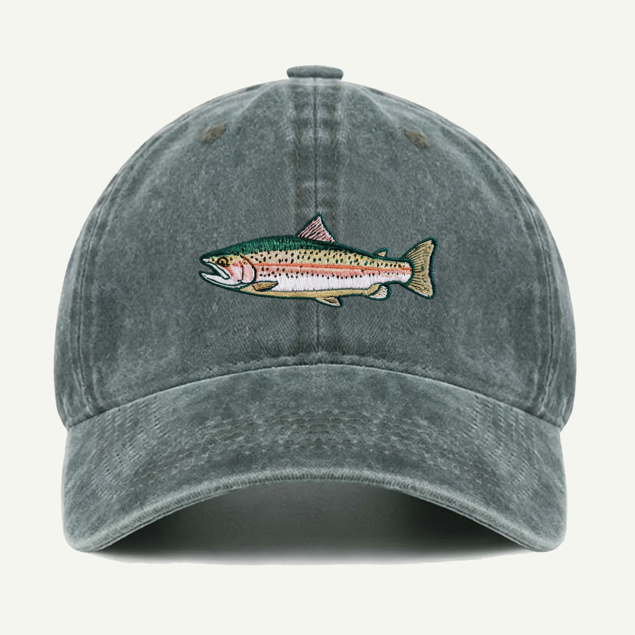 Rainbow Trout Washed Embroidered Hat