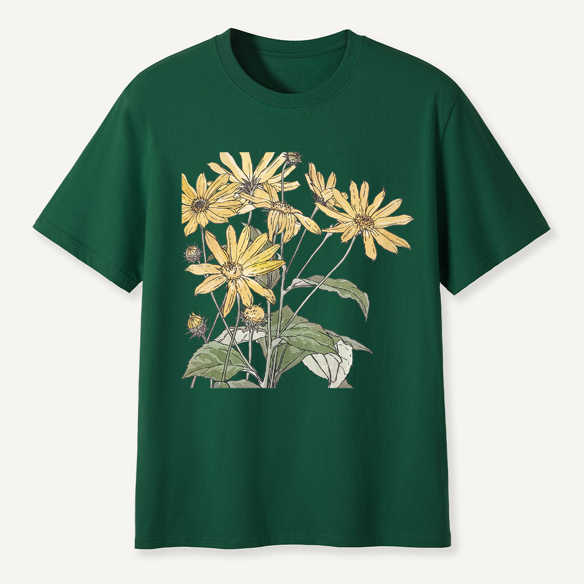 Yellow Wildflowers Botanical Illustration T-Shirt