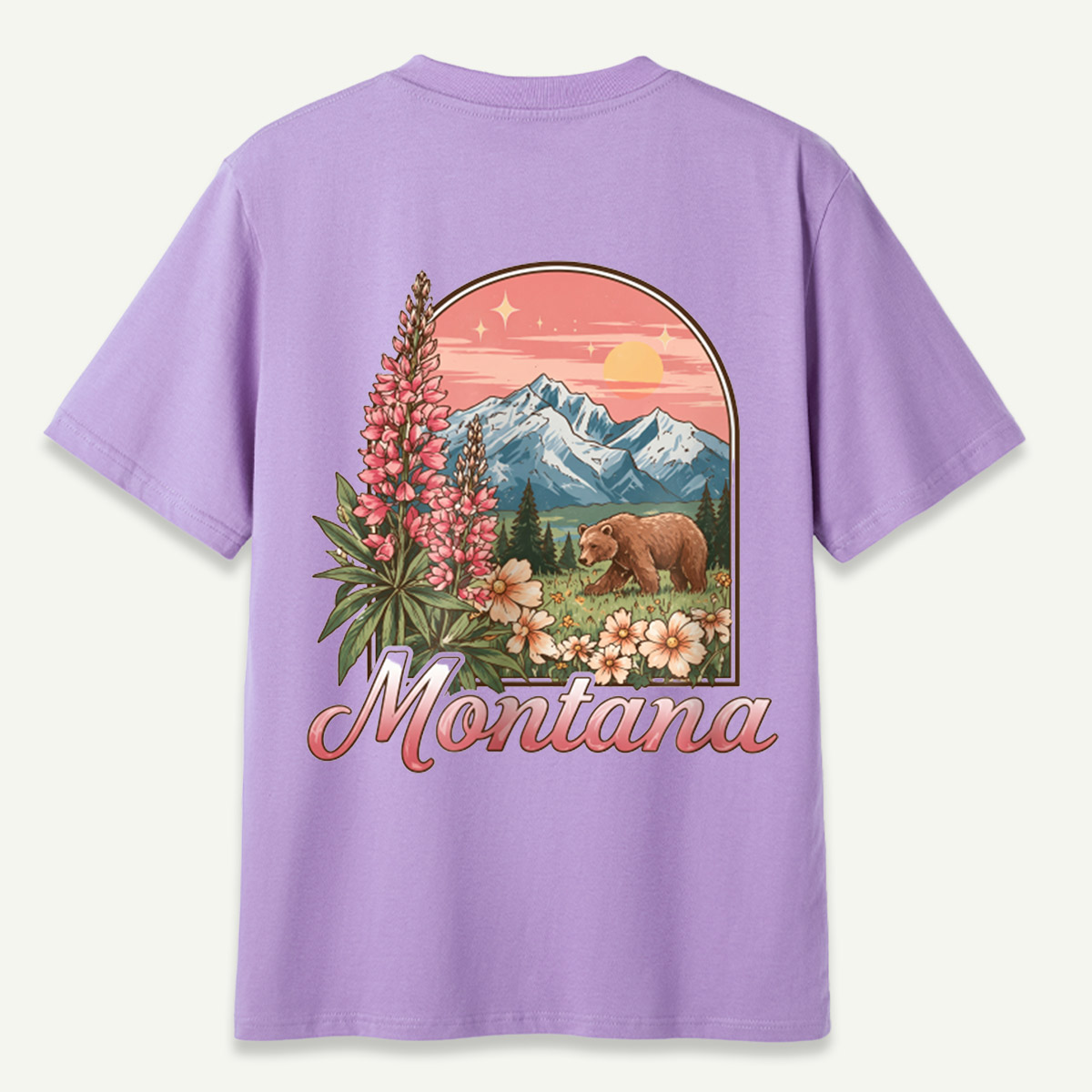 Montana Wildflowers Bear Mountain Landscape T-Shirt