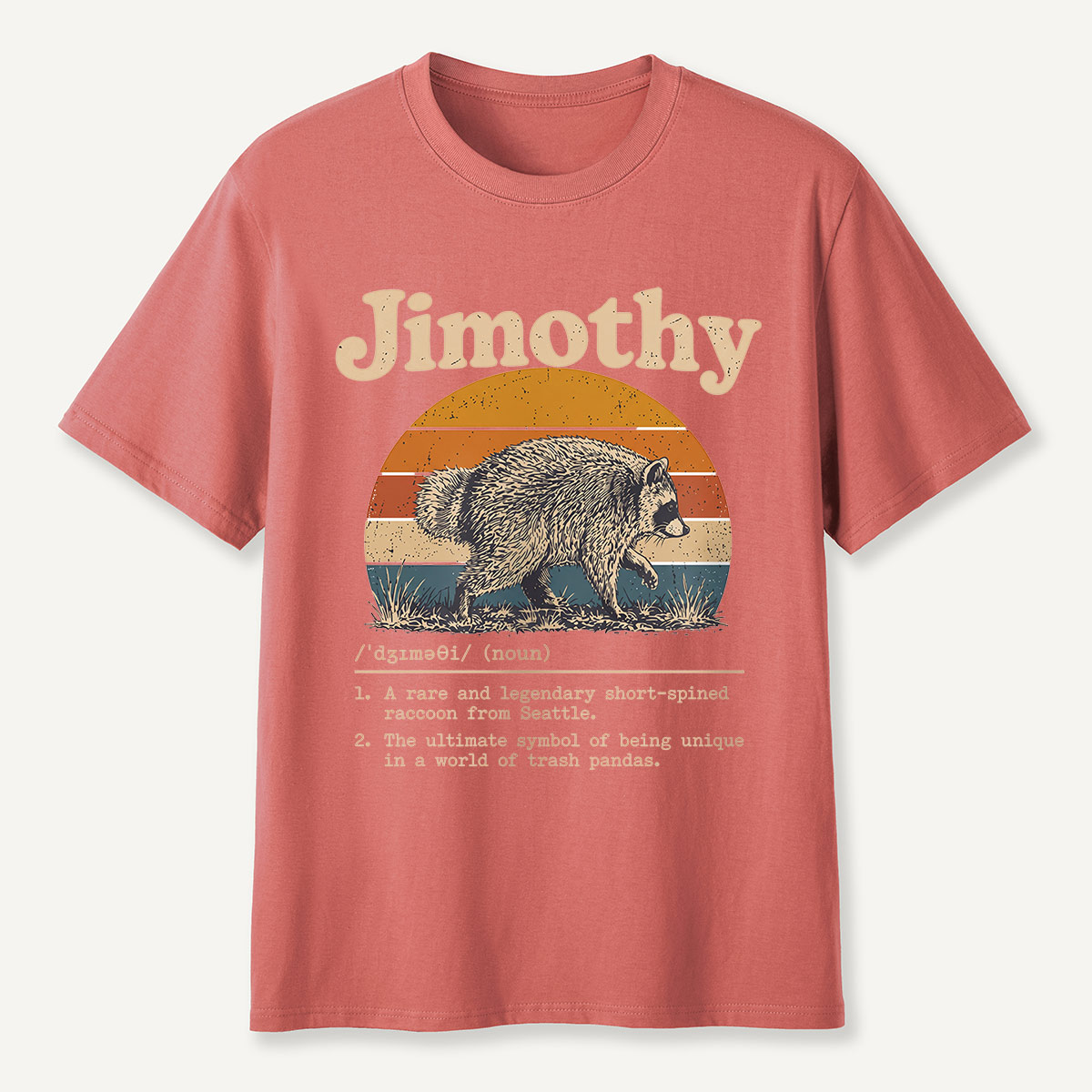 Jimothy Definition Retro Sunset Raccoon T-Shirt
