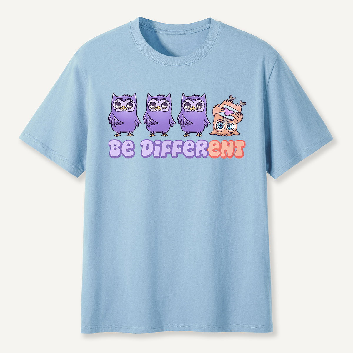Be Different Cute Purple Owls  T-Shirt