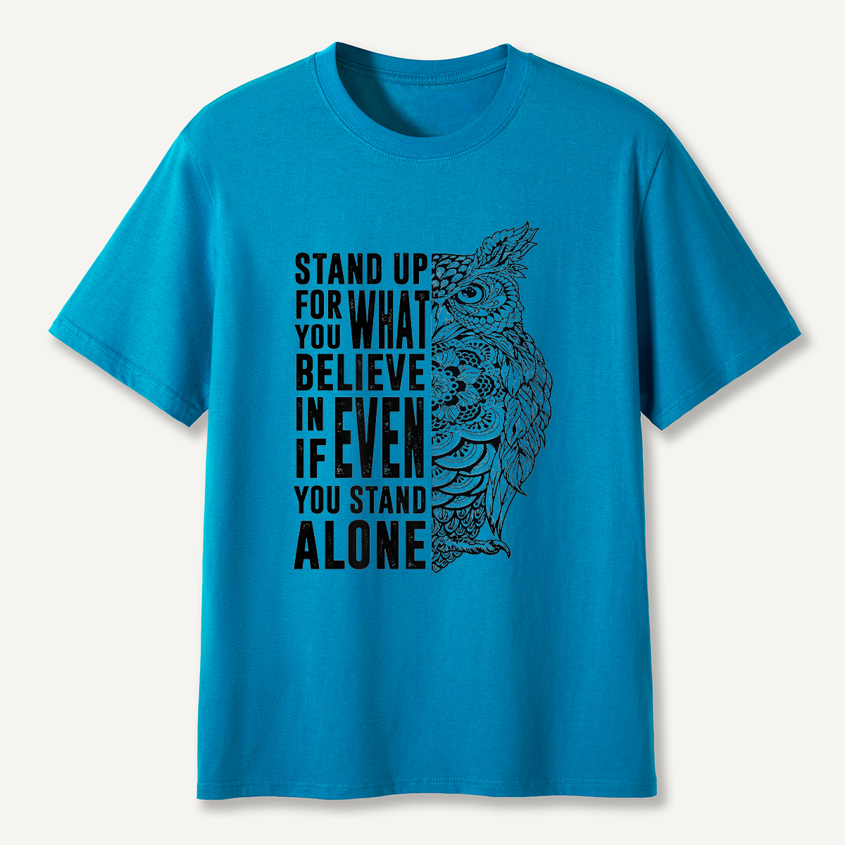 Stand Up for What You Believe Owl Half Mandala T-Shirt