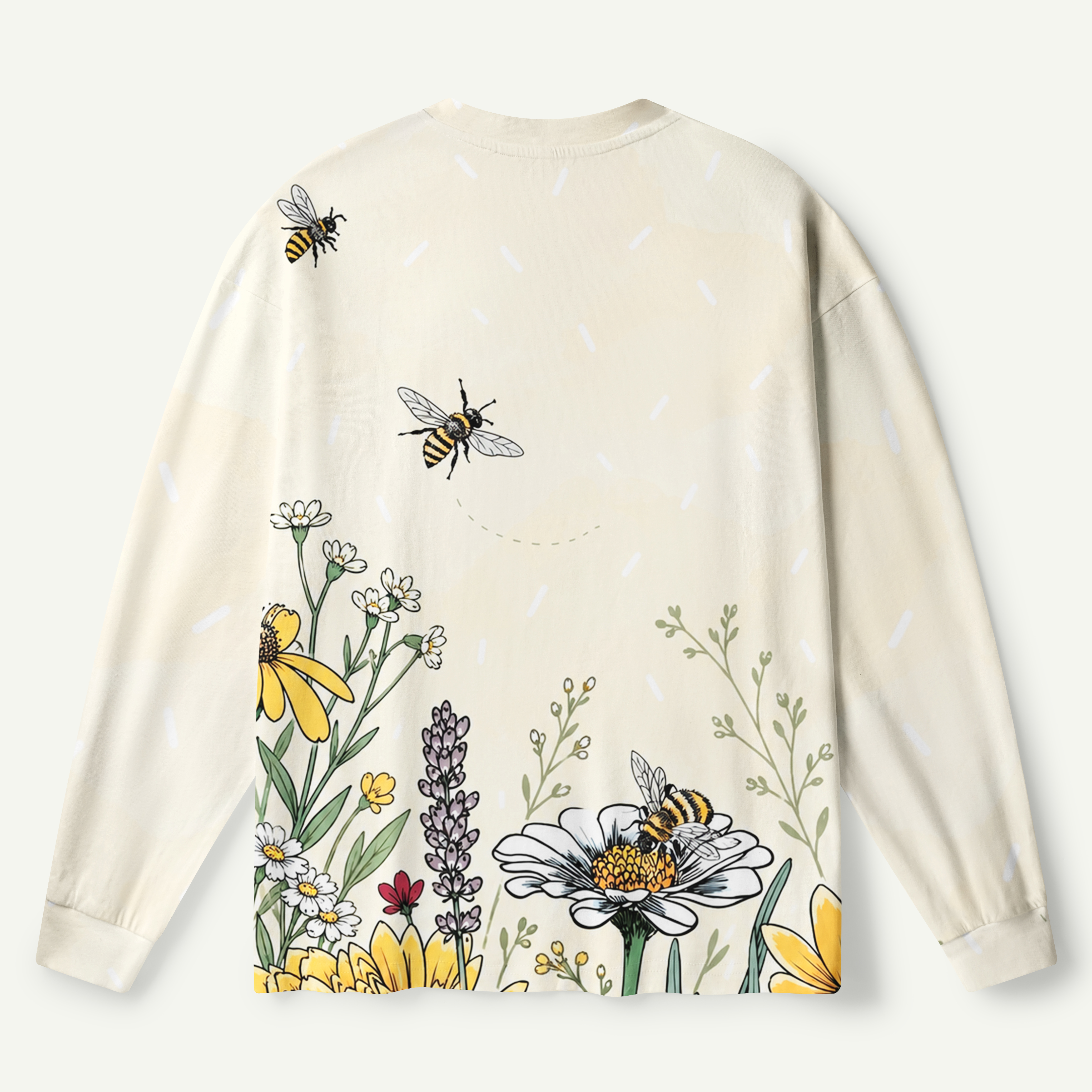 Wildflower Meadow And Bees Premium Pure Cotton Long Sleeves