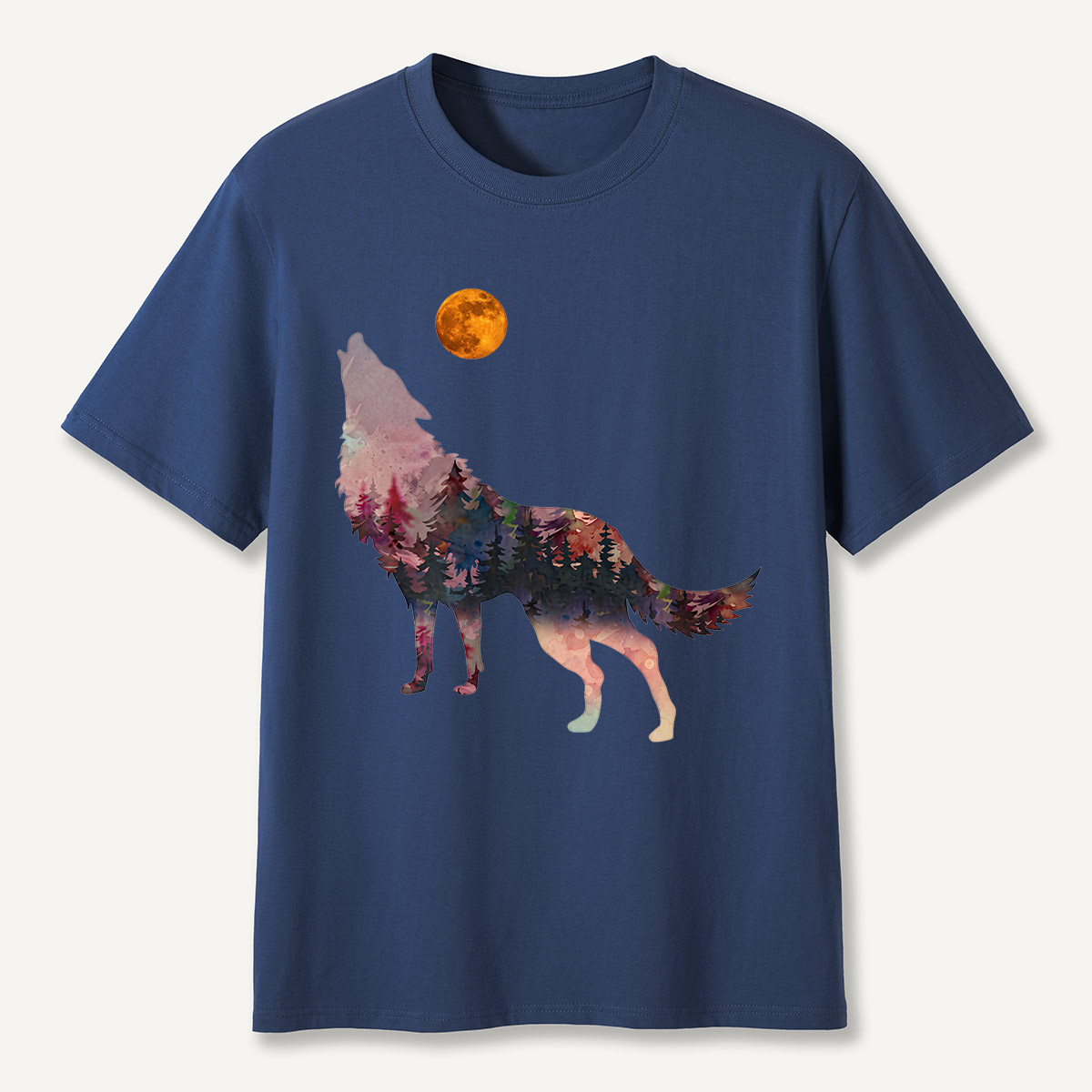 Howling Wolf Double Exposure Forest T-Shirt