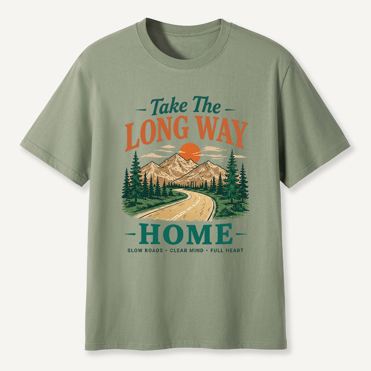 Take The Long Way Home Mountain Road T-Shirt