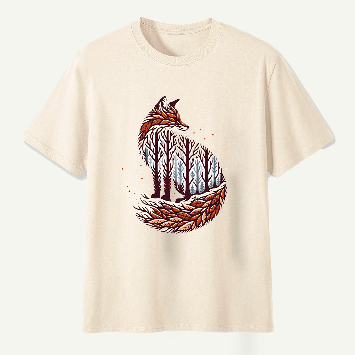 Fox Forest Double Exposure Portrait T-Shirt