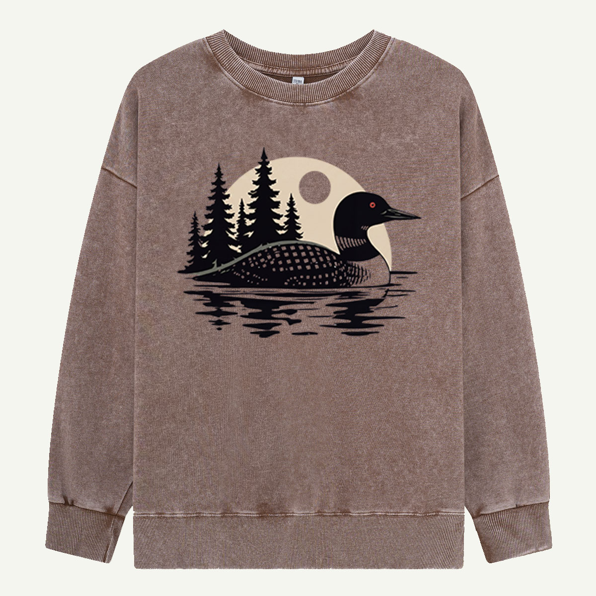Loon Alone on the Lake Washed Sweatshirts