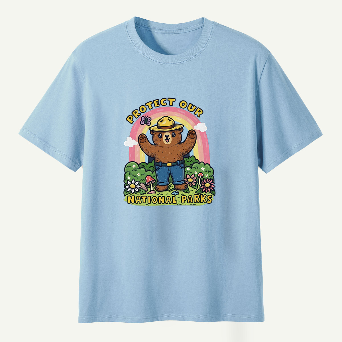 Protect Our National Parks Ranger Bear Garden Scene T-Shirt