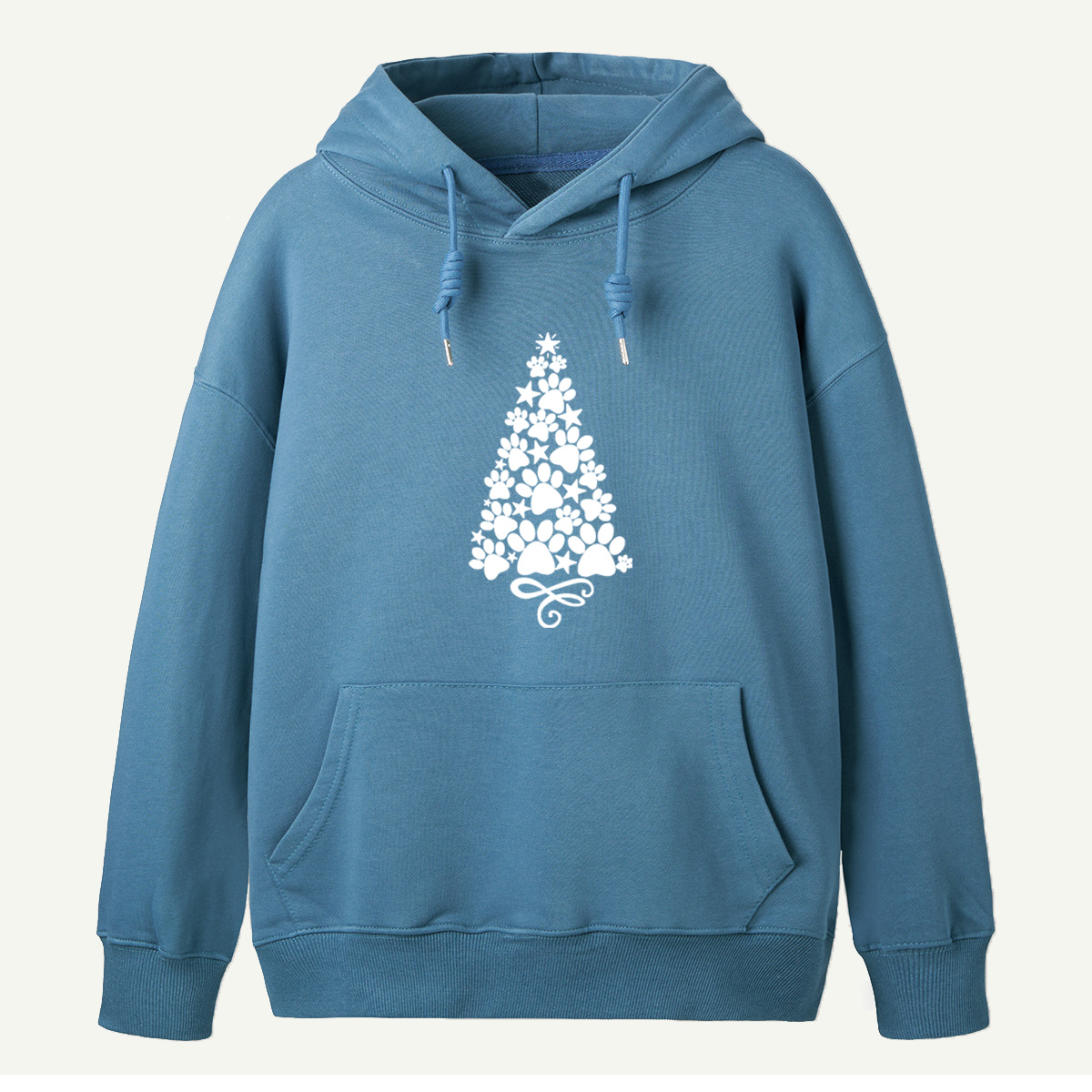Christmas Tree Made Of Pet Paw Prints And Stars Hoodie