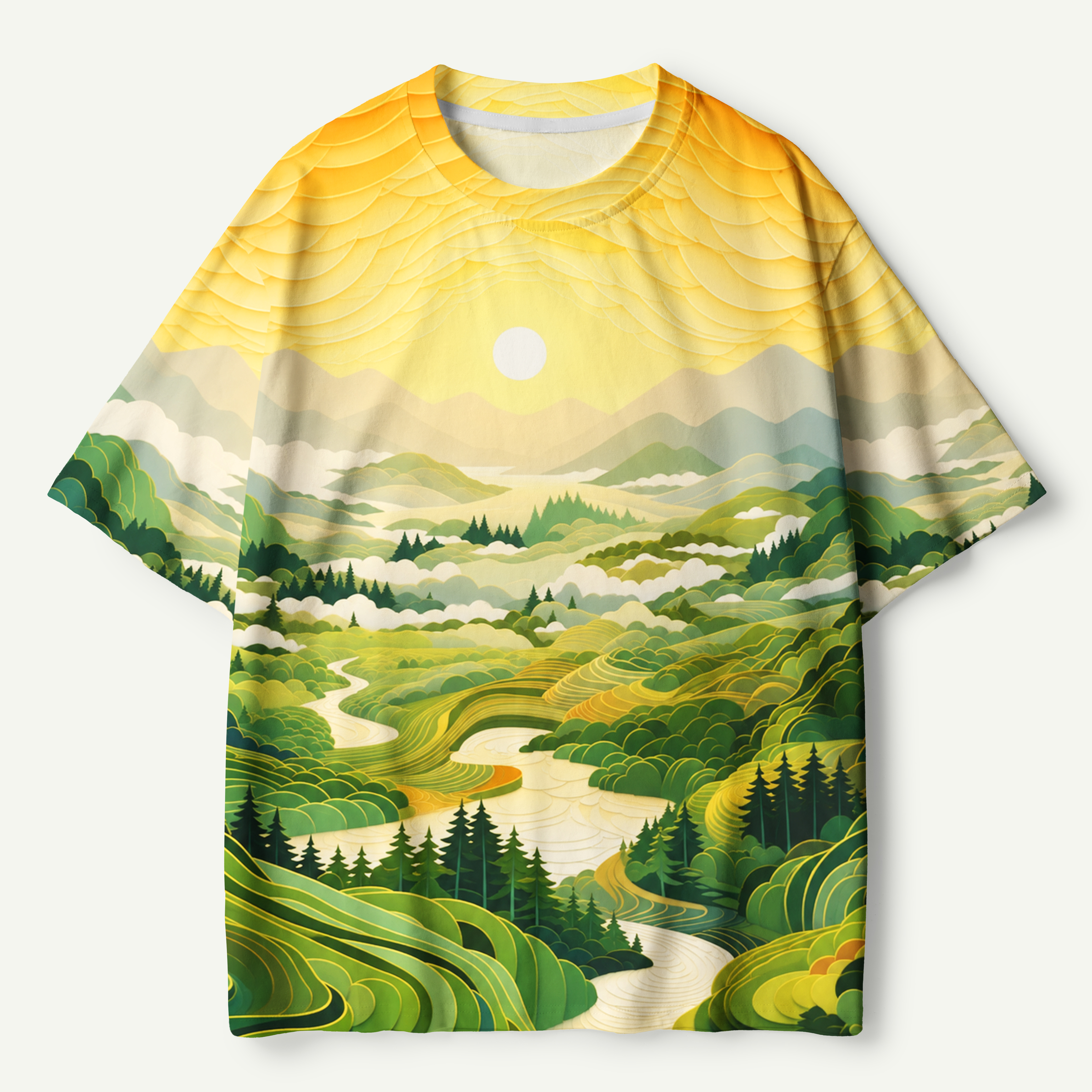 Golden Valley River At Sunrise Premium Pure Cotton Tee