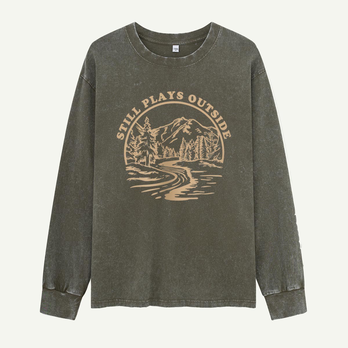 Still Plays Outside by the River Washed Long Sleeves
