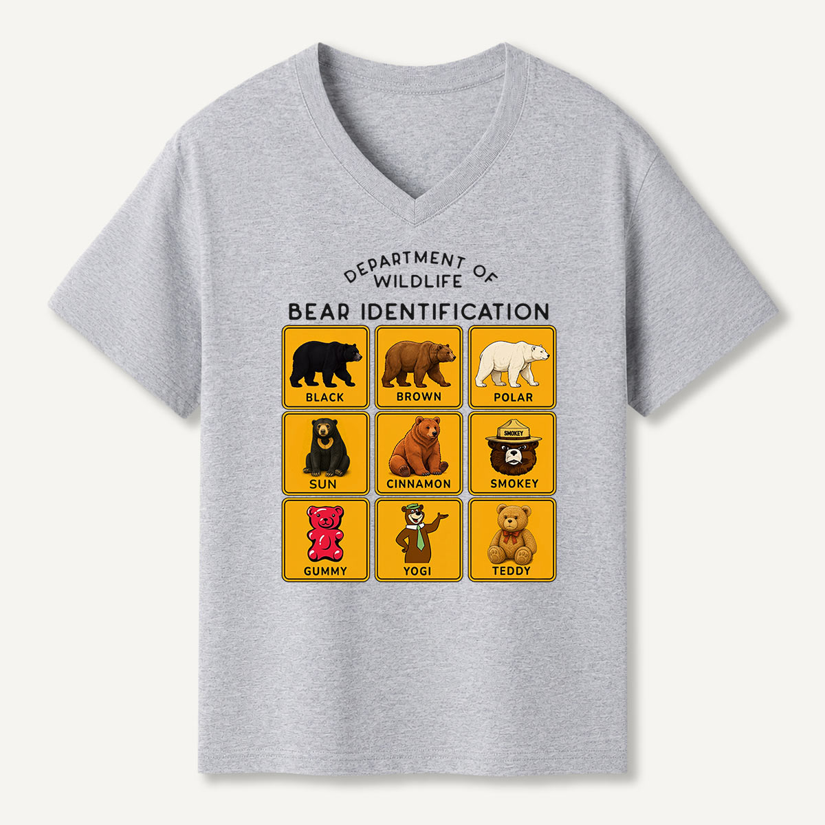 Department of Wildlife Bear Identification Gummy Bear V-neck T-Shirt