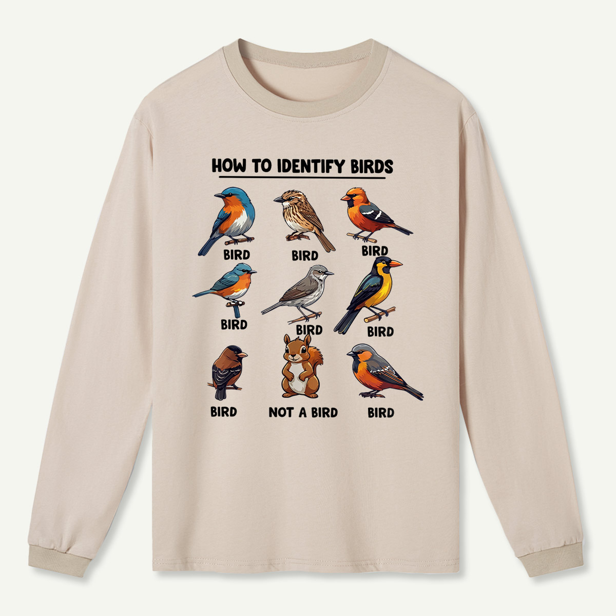 Funny Bird How to Identify Birds Long Sleeve T-Shirt
