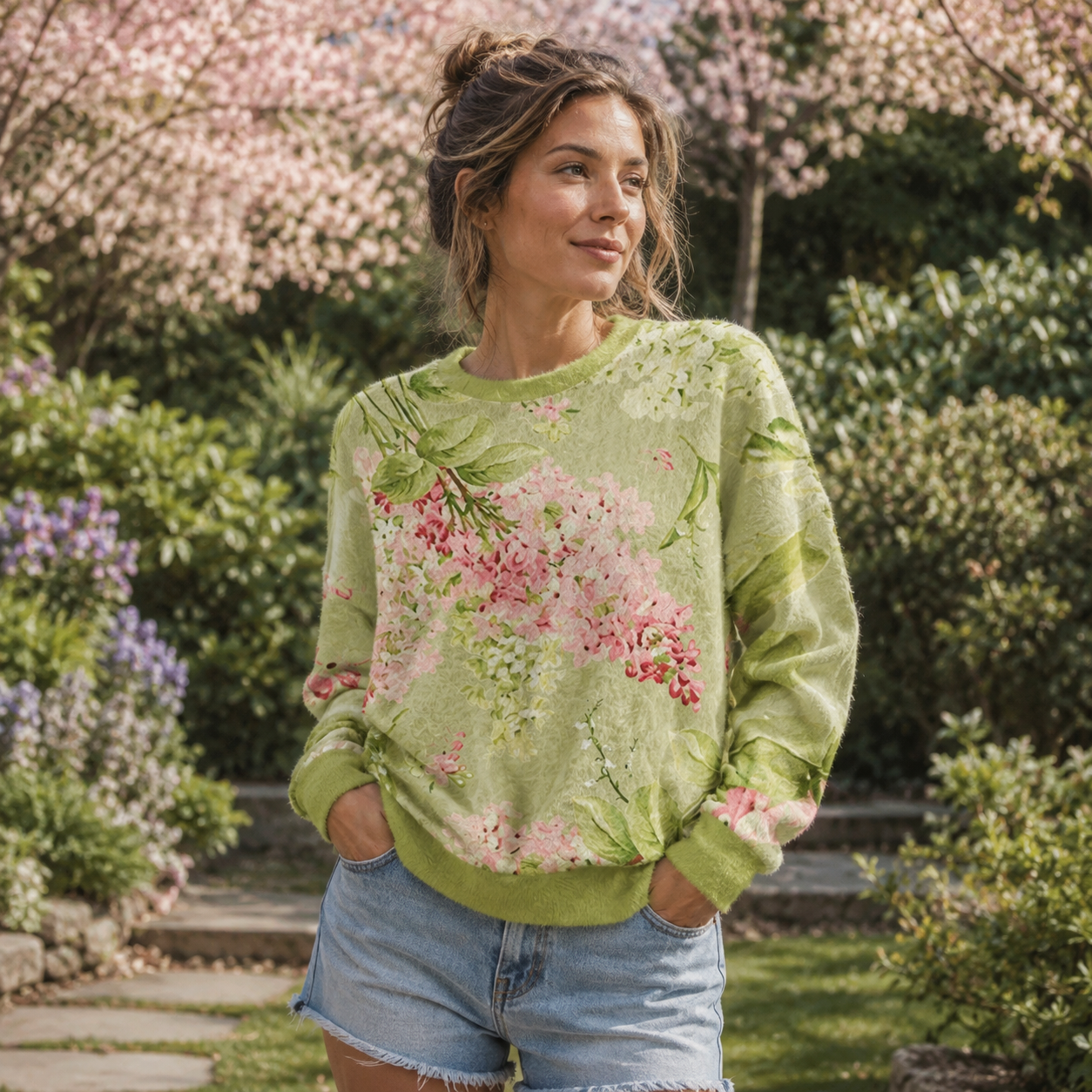 Hydrangea Garden Daydream Ugly Fuzzy Fleece Sweatshirt