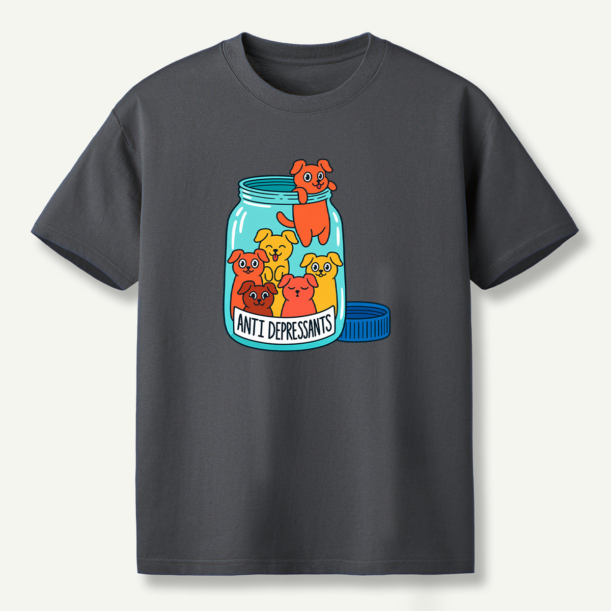 Anti Depressants Puppy Jar Funny Illustration T-Shirt