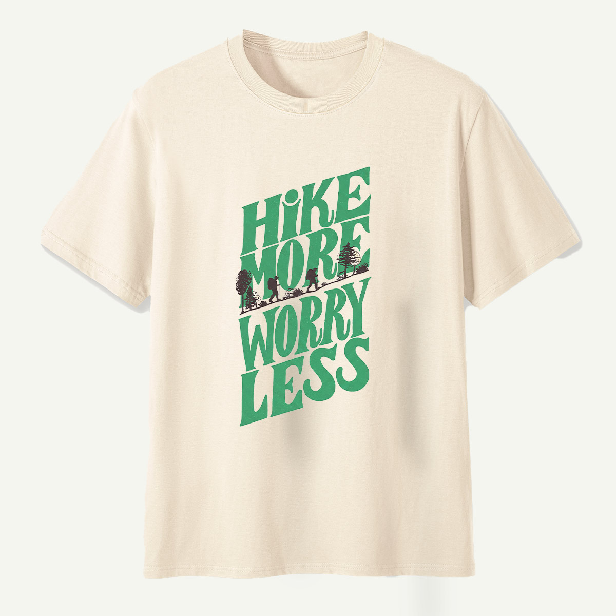 Hike More Worry Less Retro Outdoor Quote T-Shirt