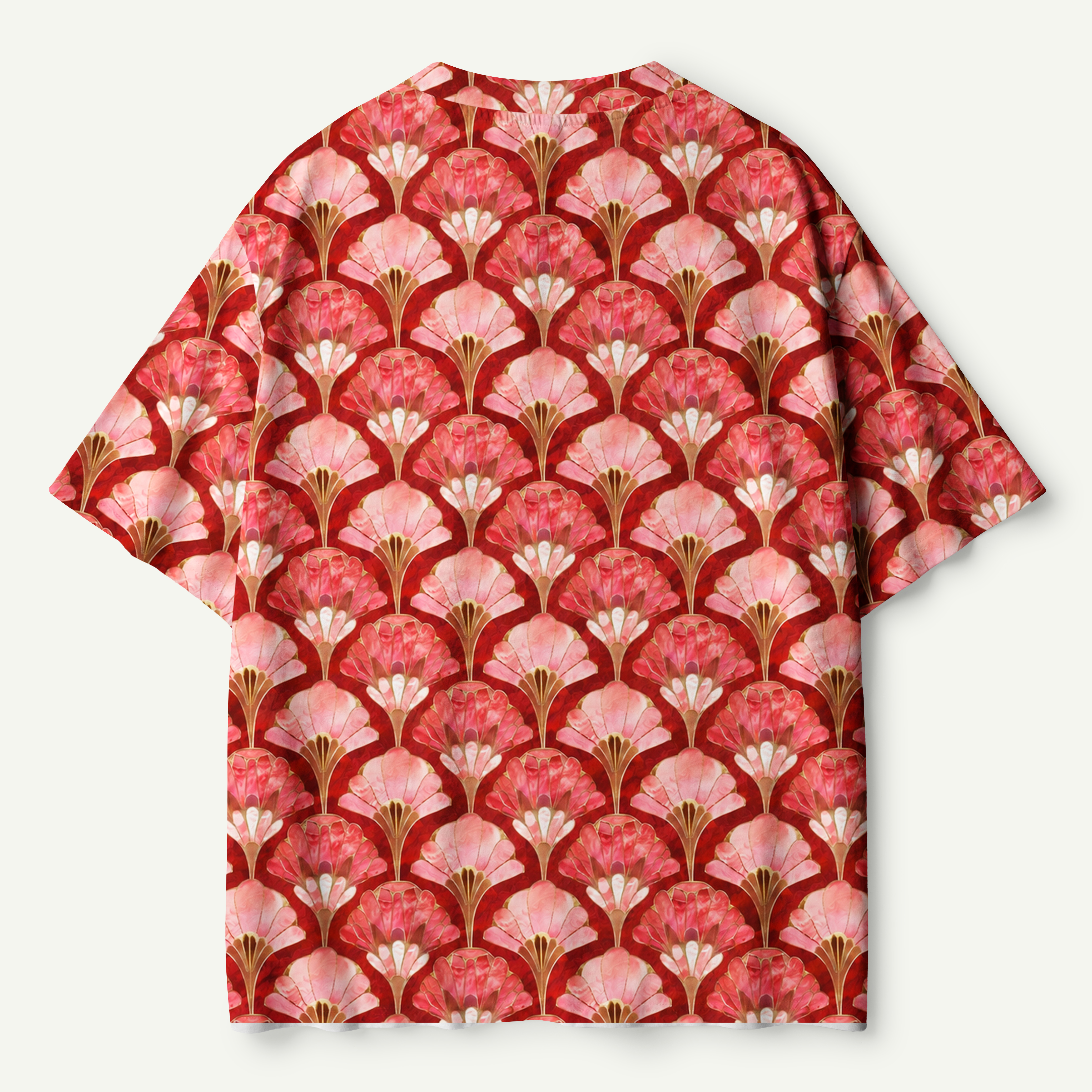 Blush Fan Floral Art Deco Pattern Premium Pure Cotton Tee
