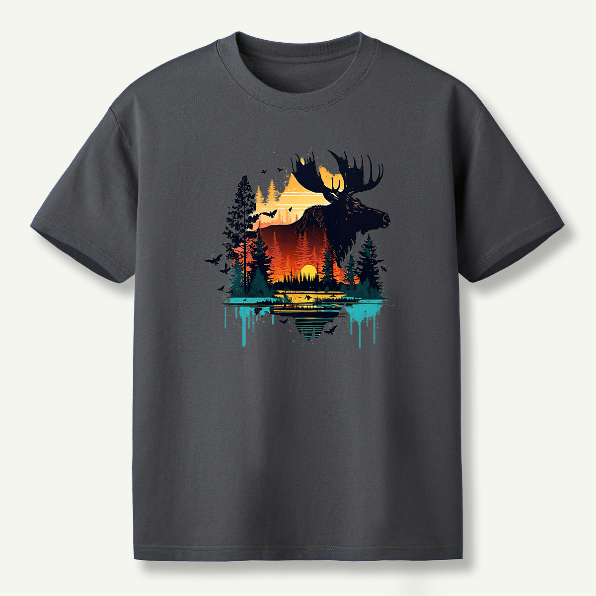 Moose Sunset Forestscape T-Shirt
