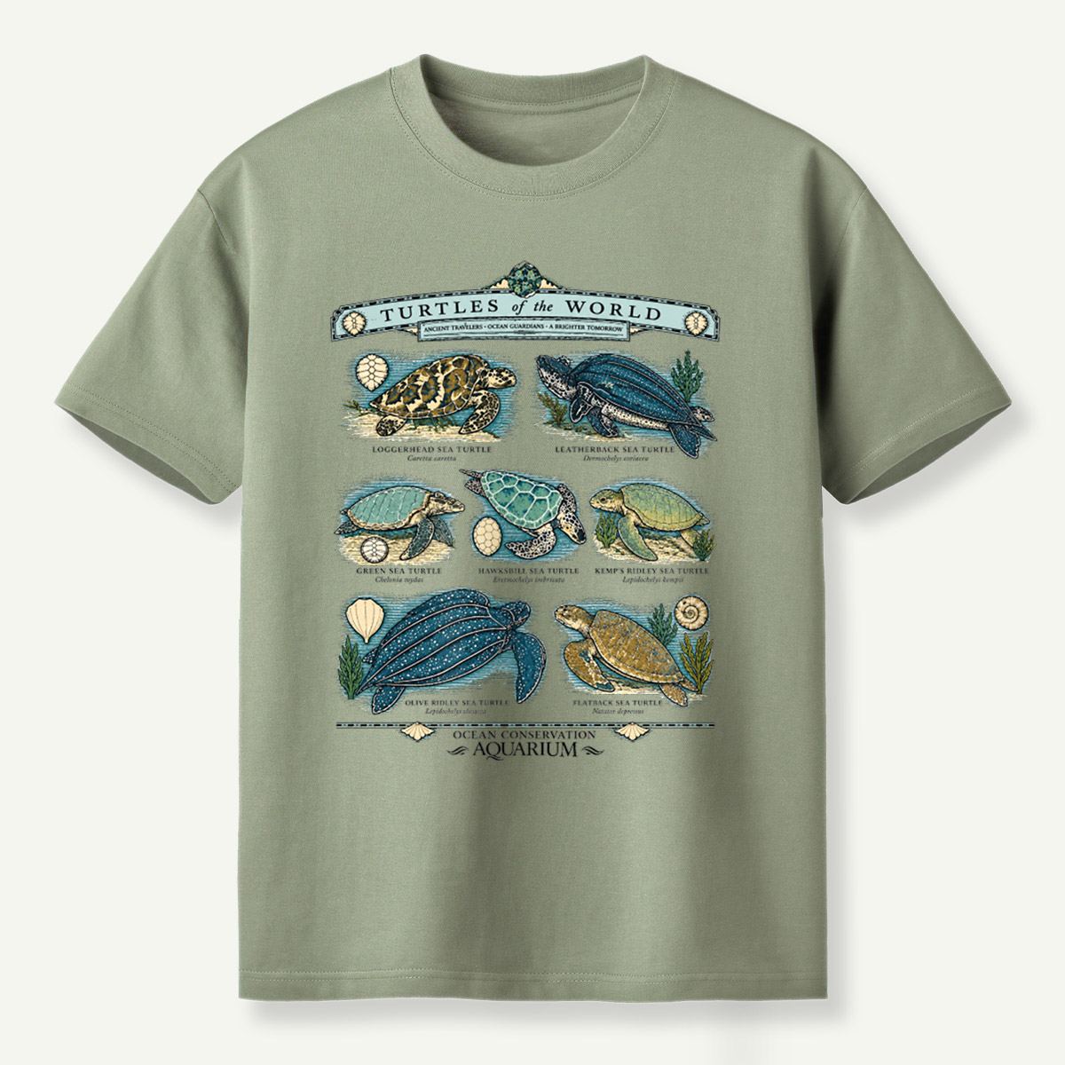Turtles Of The World Ocean Conservation Field Guide T-Shirt