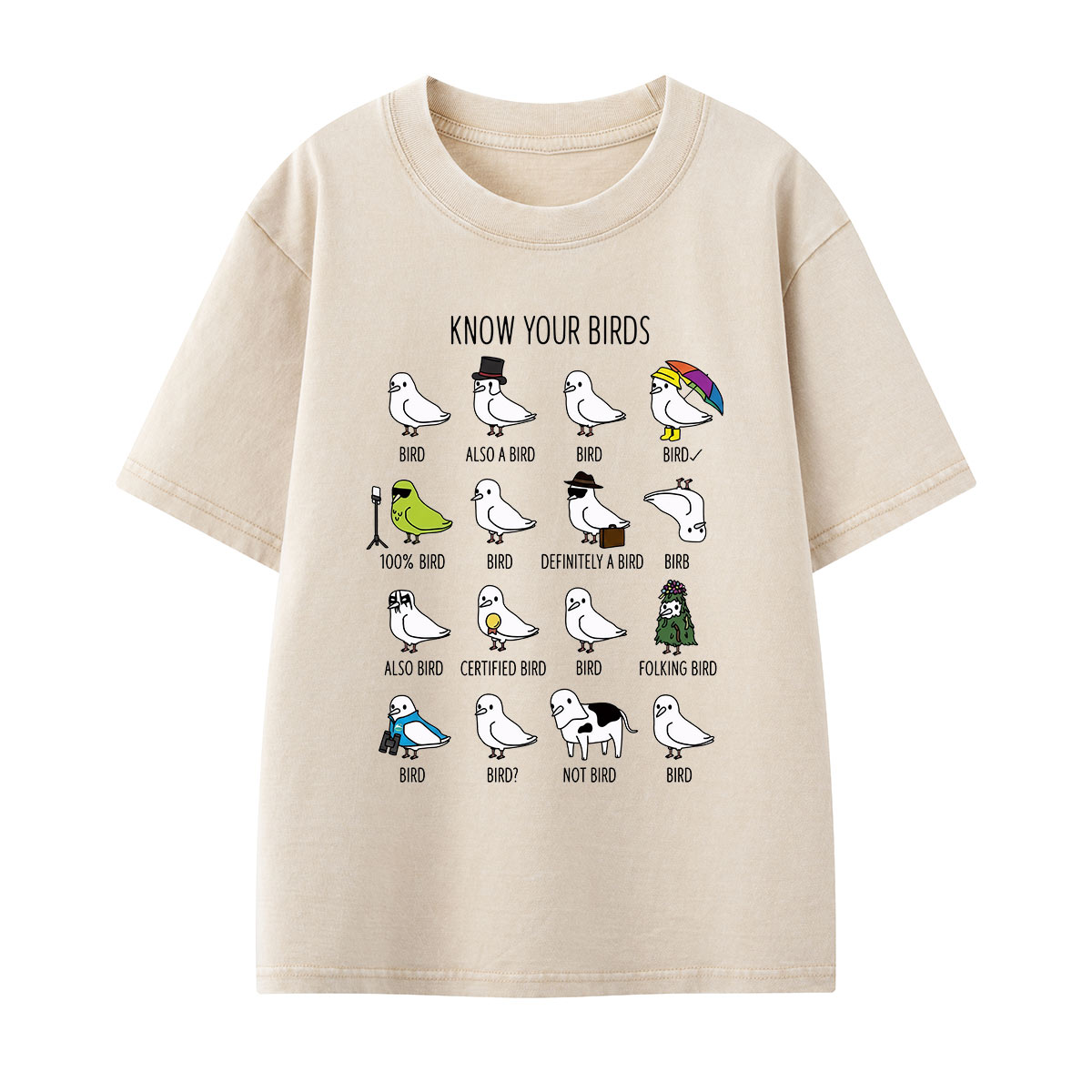 Know Your Birds Bird Chart Kids Washed T-Shirt
