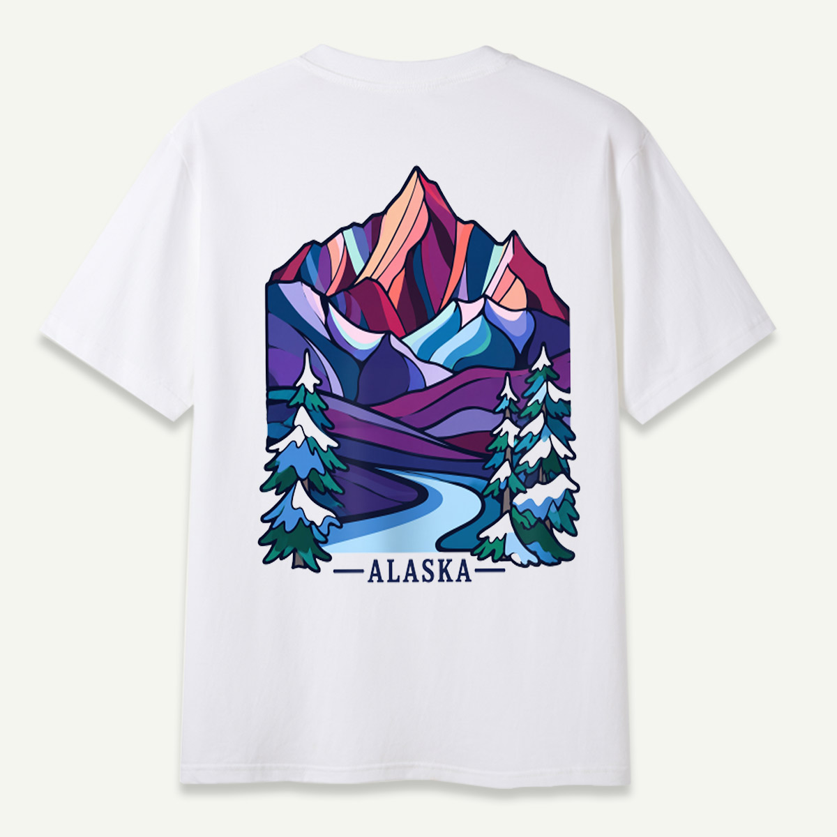 Alaska Abstract Mountain Winter Landscape T-Shirt