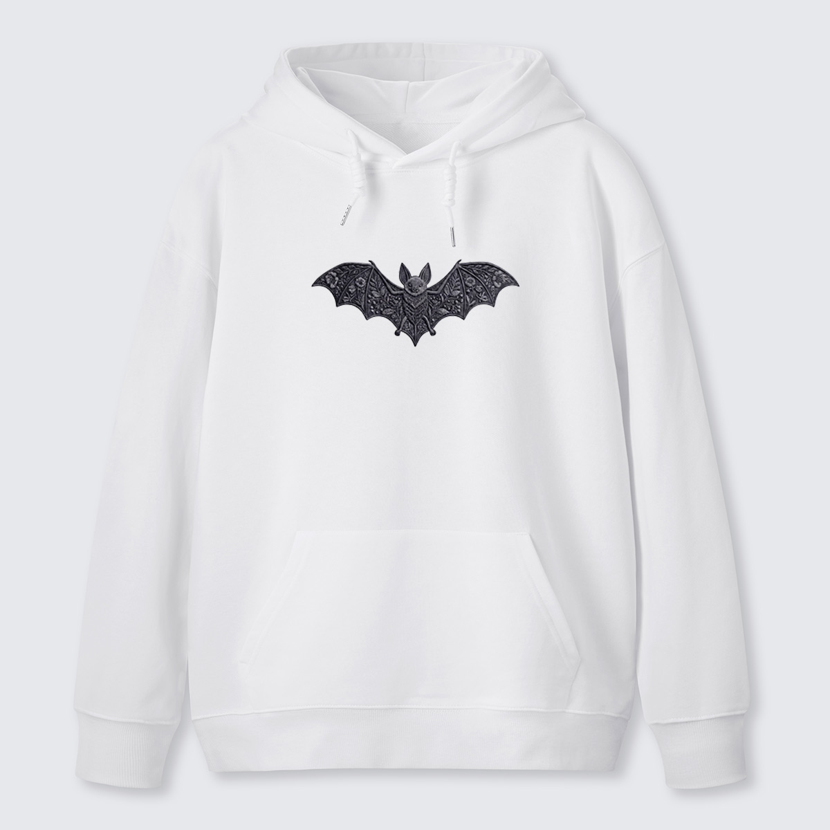 Simple Bat Icon Embroidered Cotton Hoodie