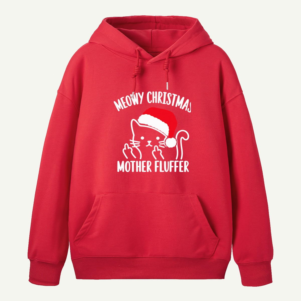Meowy Christmas Mother Fluffer Funny Cat With Middle Fingers Hoodie