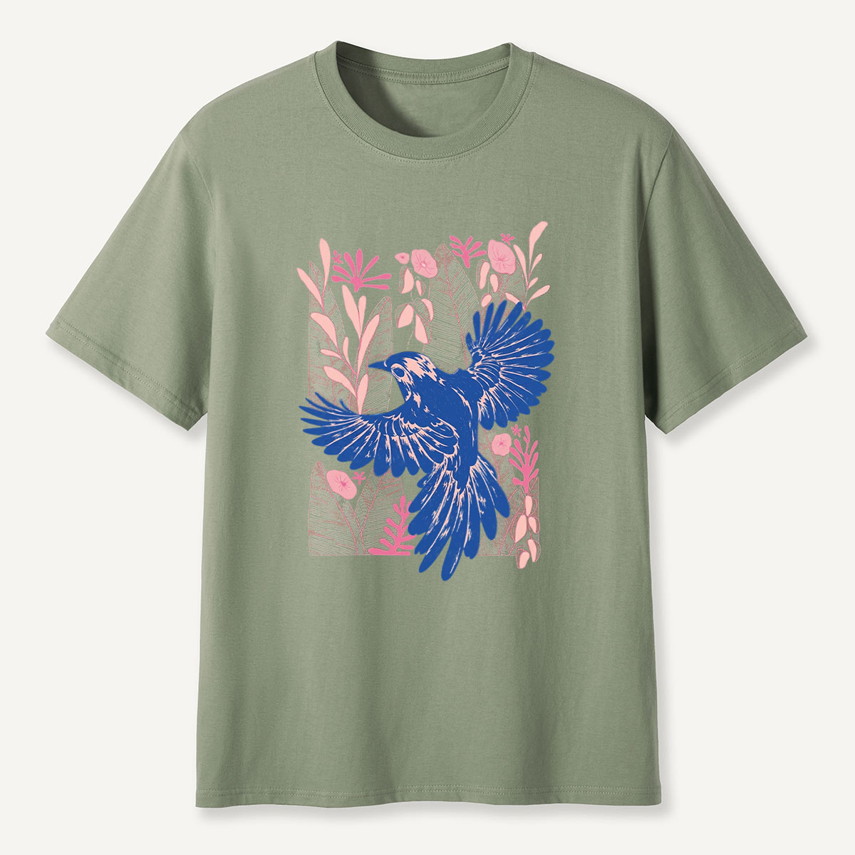 Vintage Blue Bird Botanical T-Shirt