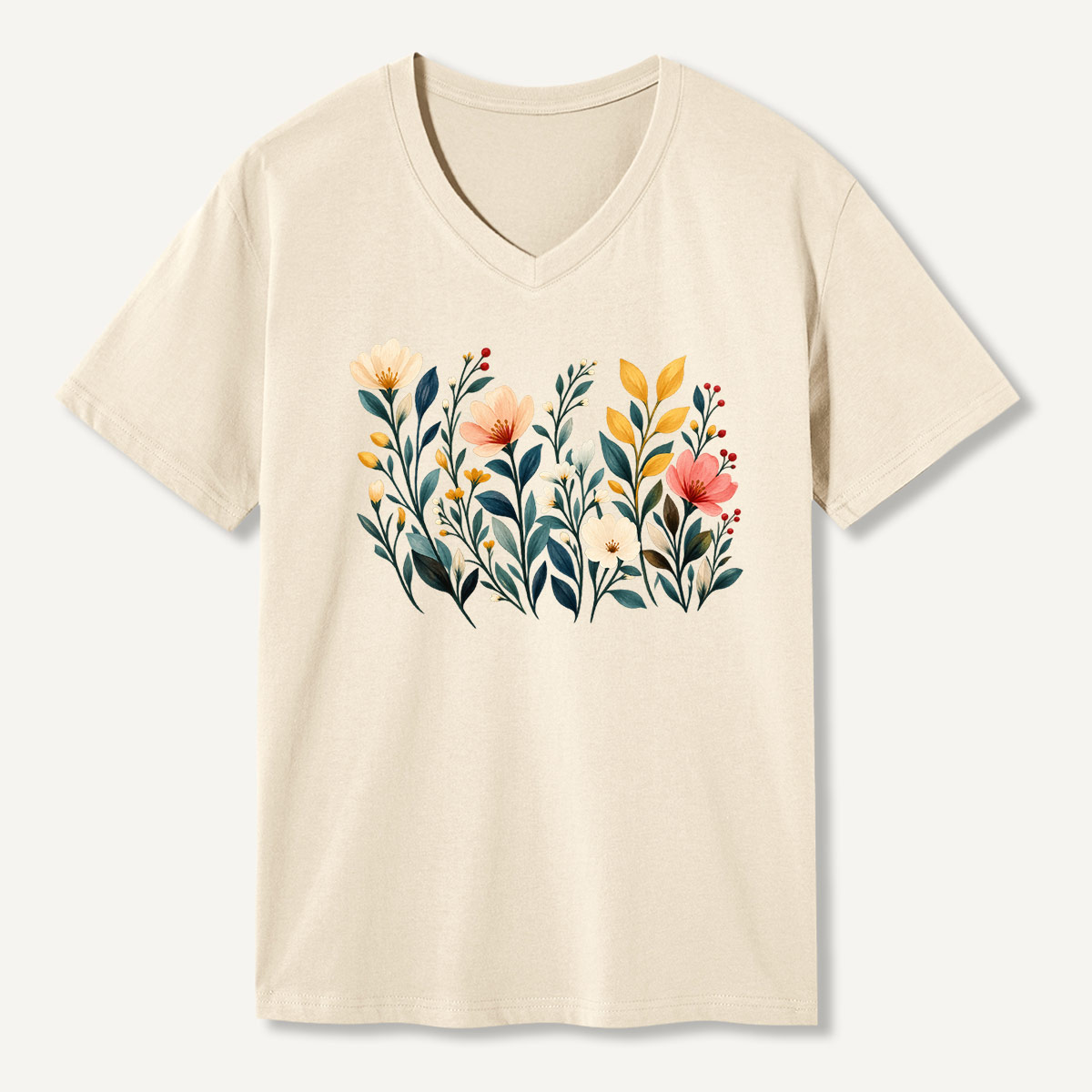 Fresh Wildflower Botanical Garden V-neck T-Shirt