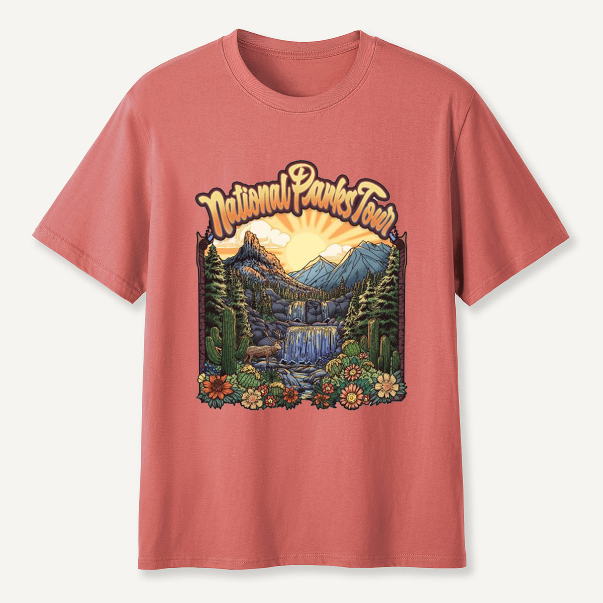 Mountain Waterfall Scenic Landscape National Parks T-Shirt