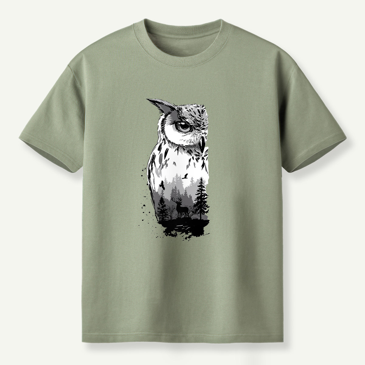 Woodland Owl Ink Portrait T-Shirt