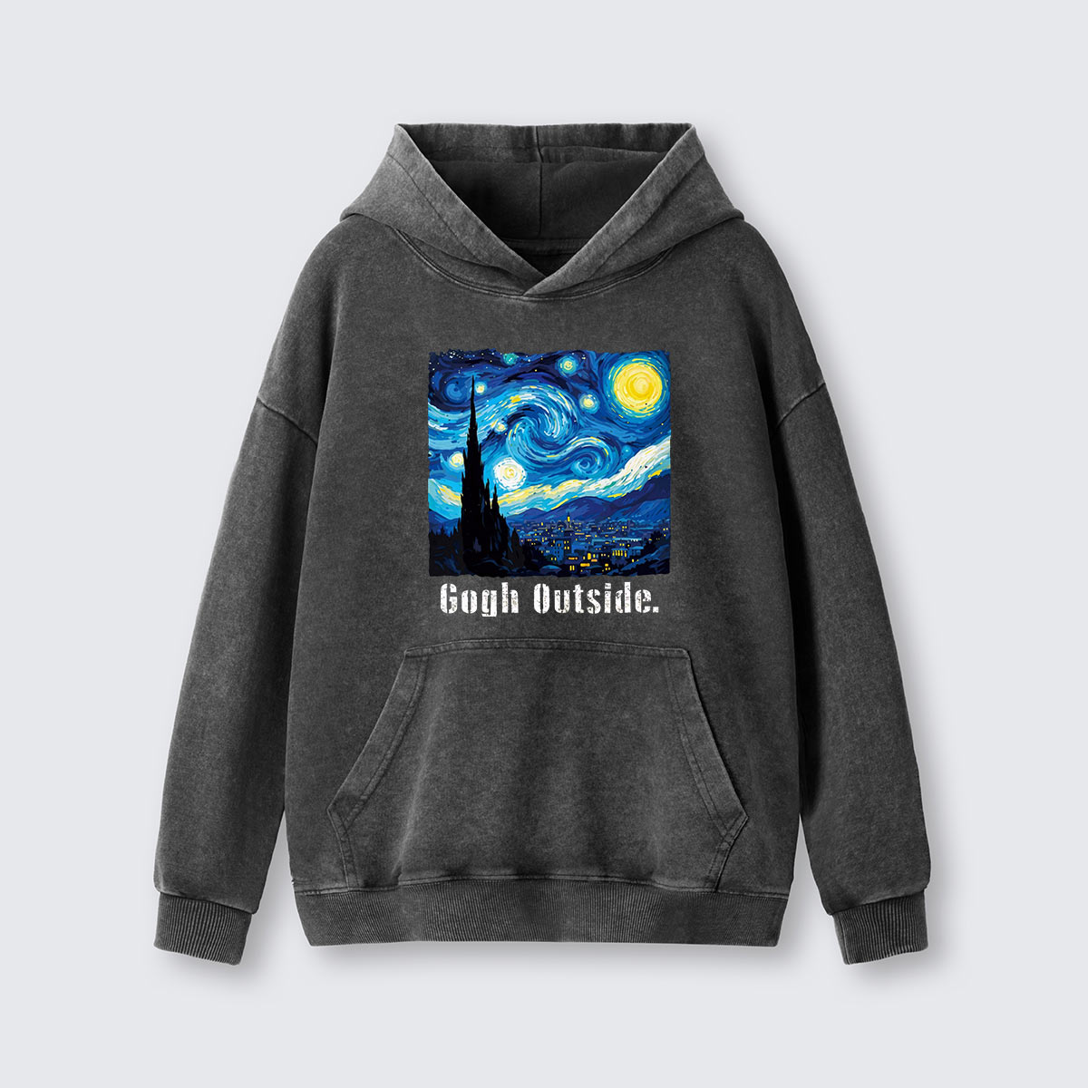 Swirl Night Sky Gogh Outside Washed Hoodie