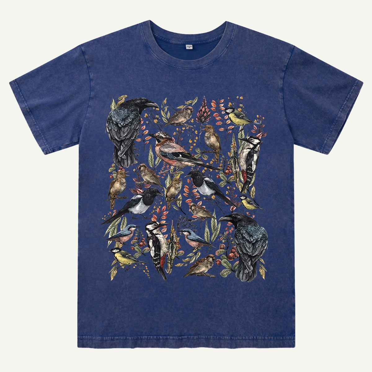 Vintage Wild Birds Botanical Washed T-Shirt