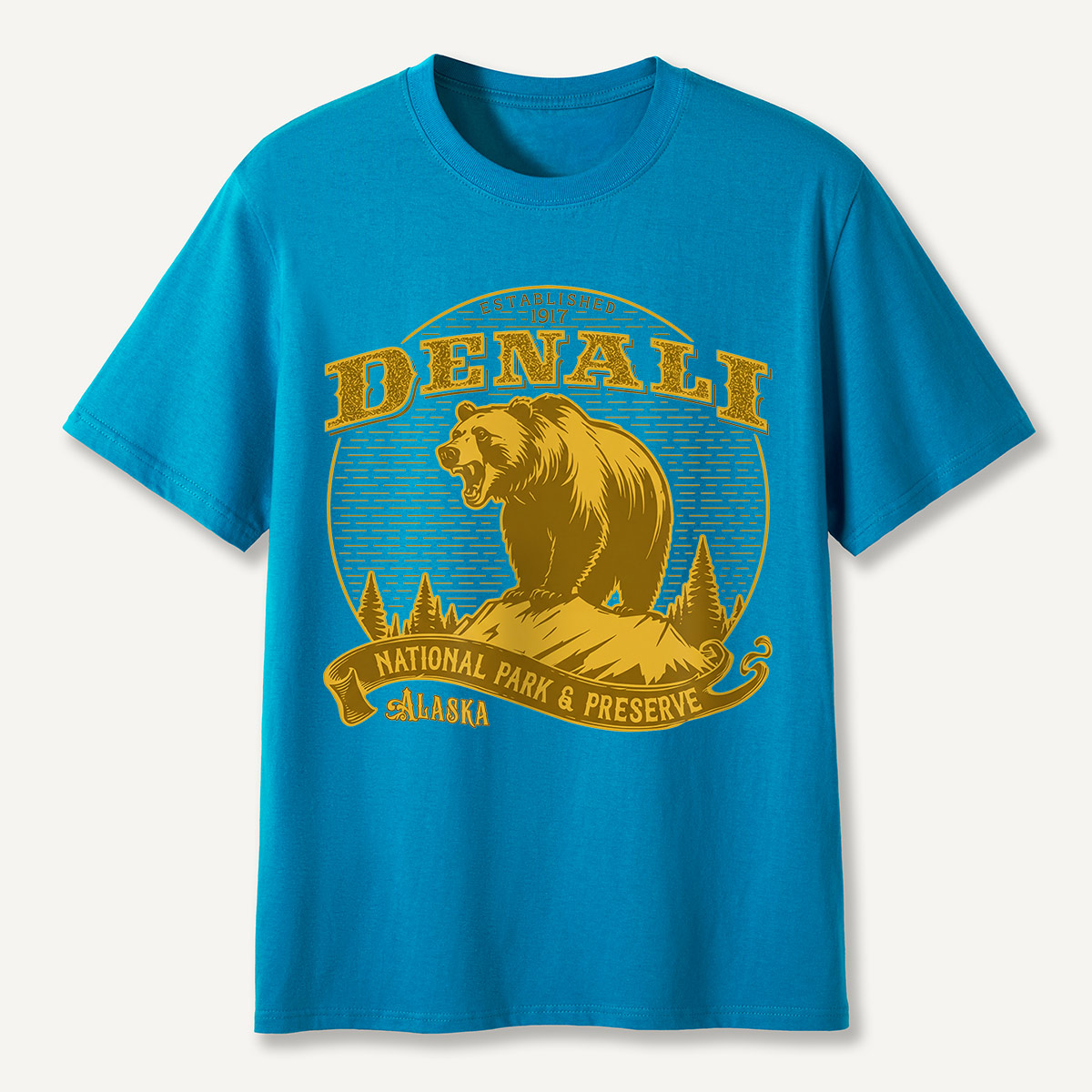 Denali National Park Bear Alaska Badge T-Shirt