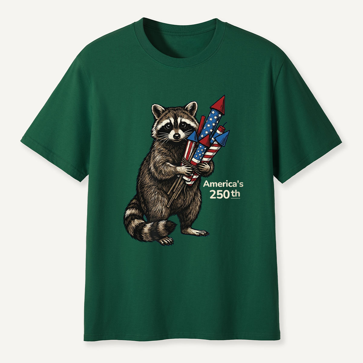 Raccoon America’s 250th Fireworks T-Shirt