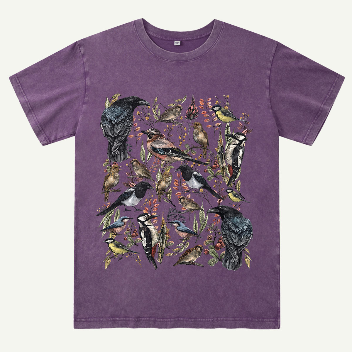 Vintage Wild Birds Botanical Washed T-Shirt