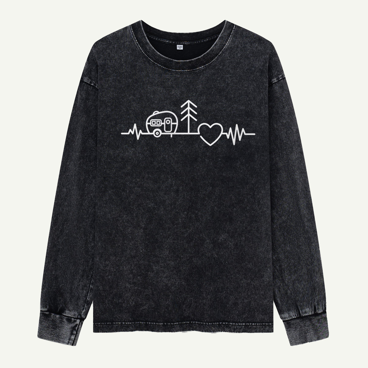 Camping Is My Heartbeat Washed Long Sleeves