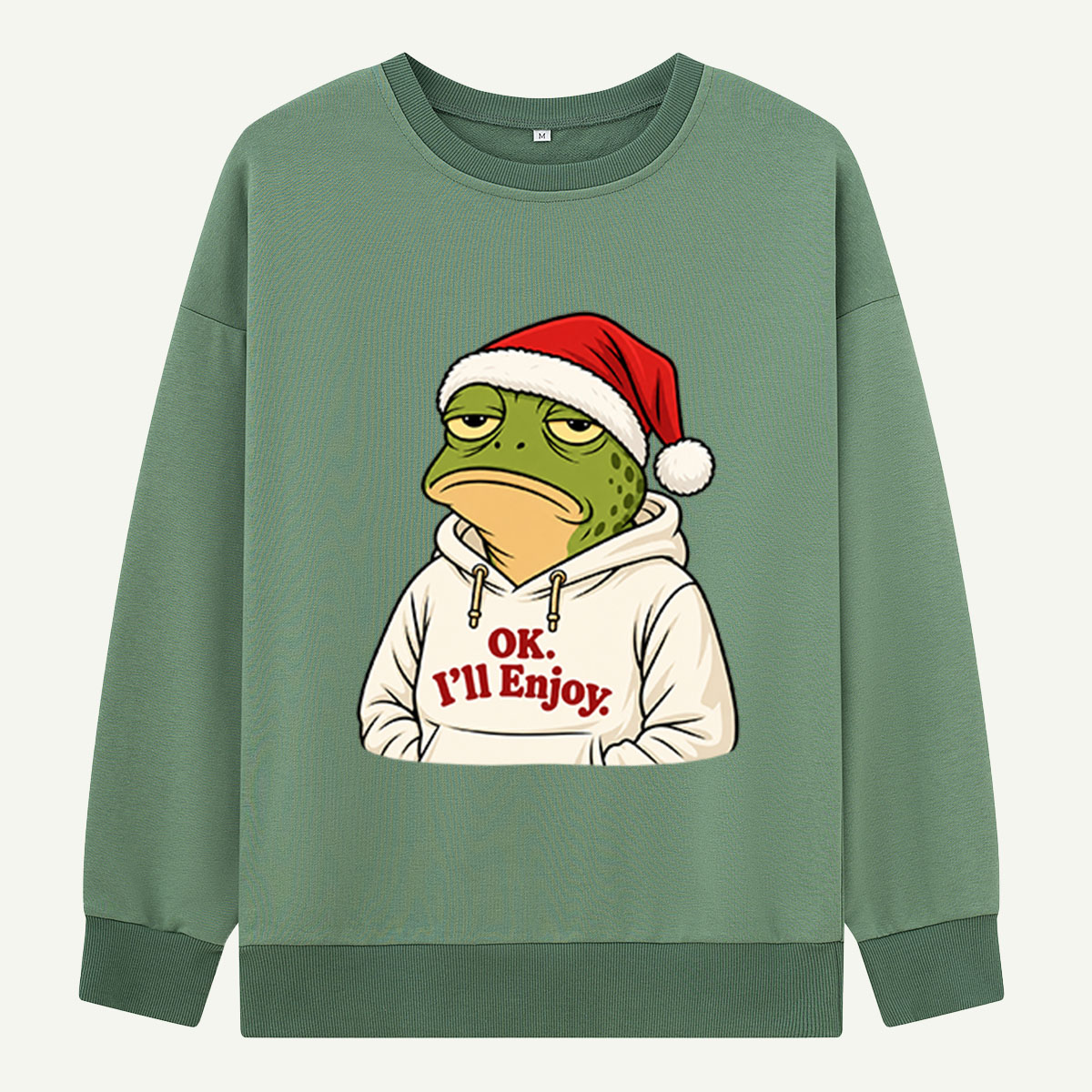 Ok Ill Enjoy It Grumpy Christmas Frog In Santa Hat Sweatshirts