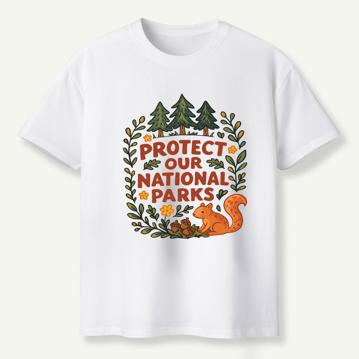 Protect Our National Parks Woodland Squirrel Wreath T-Shirt