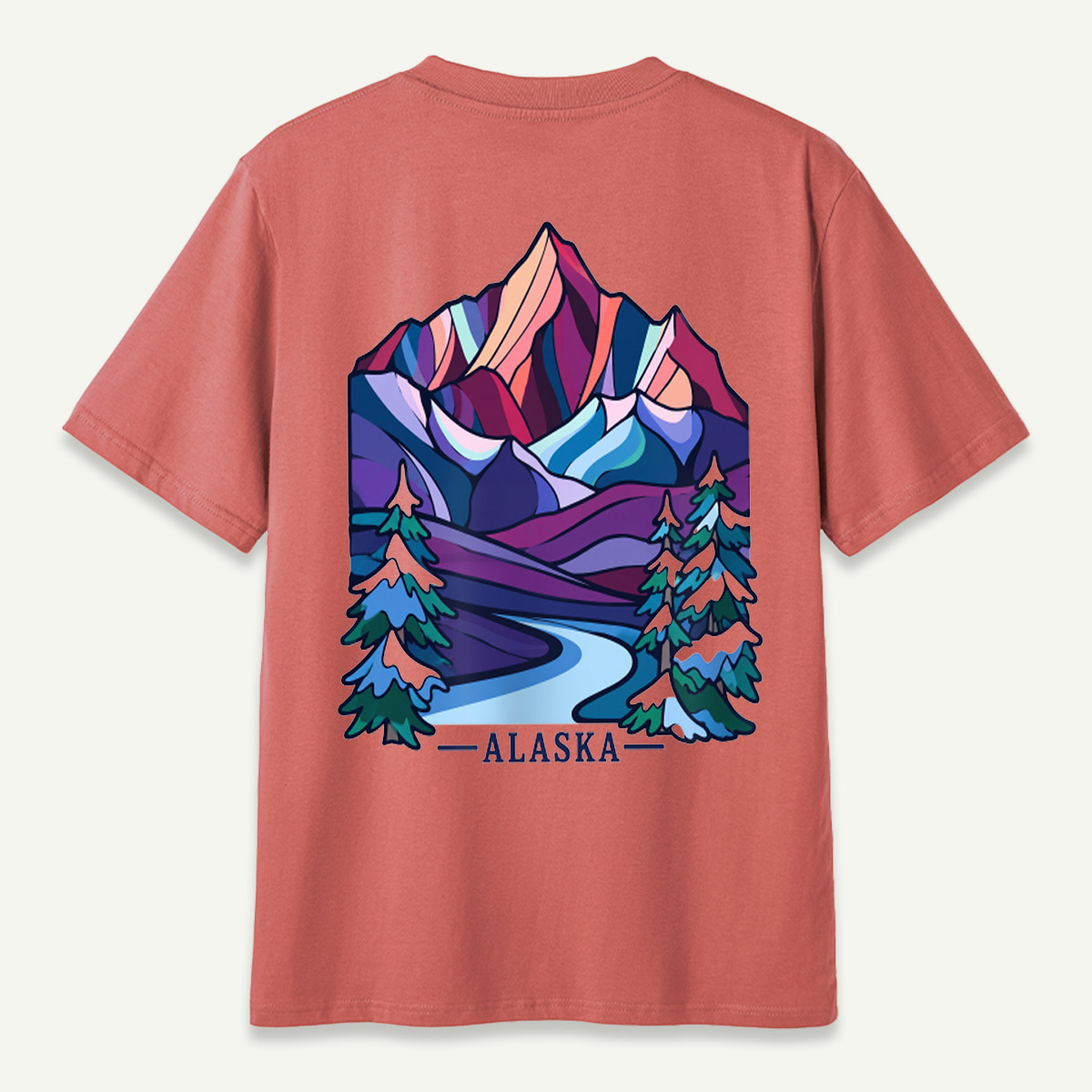 Alaska Abstract Mountain Winter Landscape T-Shirt