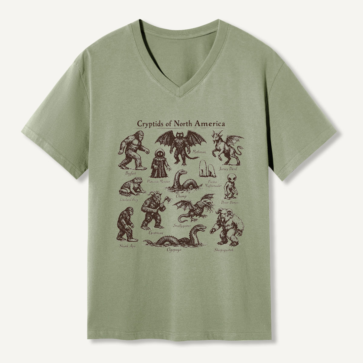 Cryptids Of North America Field Guide V-neck T-Shirt